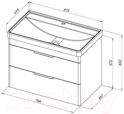 Тумба под умывальник Aquanet Ирис 80 / 310154