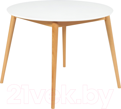 Обеденный стол Tetchair Боско круглый раскладной (белый/натуральный) - фото