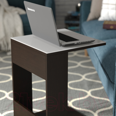 Приставной столик Мебелик BeautyStyle 3 (венге/стекло белое)