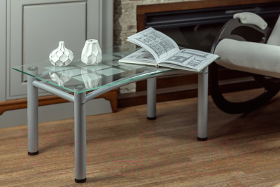 Журнальный столик Мебелик Робер 3М (металлик/прозрачный)