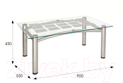 Журнальный столик Мебелик Робер 3М (металлик/прозрачный)