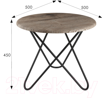 Журнальный столик Мебелик BeautyStyle 20 (дуб крымский состаренный/черный)