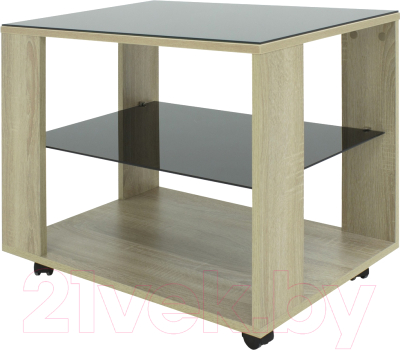 Журнальный столик Мебелик BeautyStyle 5 (дуб сонома/стекло черное) - фото