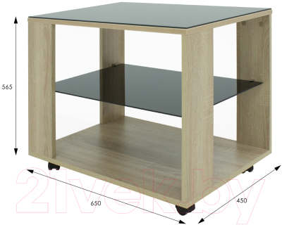 Журнальный столик Мебелик BeautyStyle 5 (дуб сонома/стекло черное)