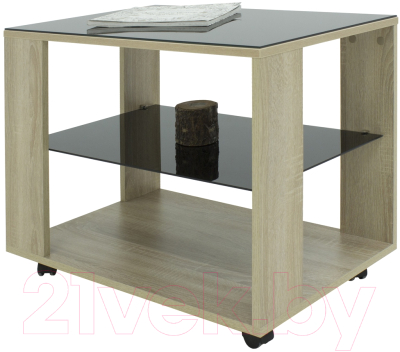 Журнальный столик Мебелик BeautyStyle 5 (дуб сонома/стекло черное)