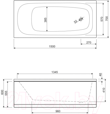Экран для ванны Cezares EMP-150-SCR-W37