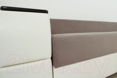 Диван DiArt Бруклин (велюр/кожзам Магия 10/Marvel White/накладки МДФ венге)