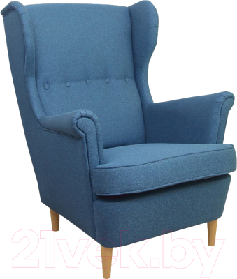 Кресло мягкое DiArt Лорд (велюр Antonio Blue/ножки светлые) - фото