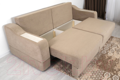 Диван DiArt Оскар 2 секции (велюр Магия 10/накладки МДФ крафт)