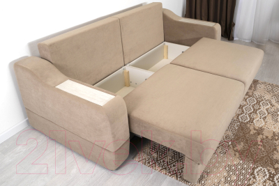 Диван DiArt Оскар 2 секции (велюр Магия 10/накладки МДФ крафт)