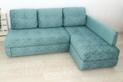 Диван угловой DiArt Сильвия Elax правый (велюр Everest Mint)