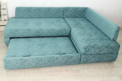 Диван угловой DiArt Сильвия Elax правый (велюр Everest Mint)