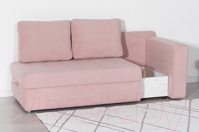 Тахта DiArt Студент правая (велюр Ultra Rose)