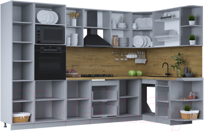 Готовая кухня Интерлиния Тренд 1.68x3.2 ВТ правая