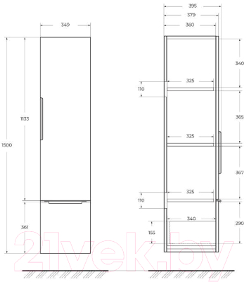 Шкаф-пенал для ванной Cezares Premium 55501