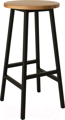 Табурет барный Stal-Massiv Круглое сиденье / SMH-63ND (дуб натуральный/черный) - фото