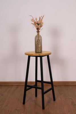 Табурет барный Stal-Massiv Круглое сиденье / SMH-63ND (дуб натуральный/черный)