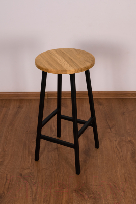 Табурет барный Stal-Massiv Круглое сиденье / SMH-63ND (дуб натуральный/черный)