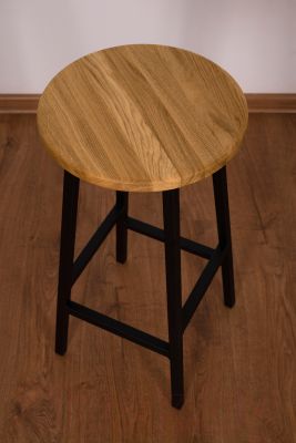 Табурет барный Stal-Massiv Круглое сиденье / SMH-63ND (дуб натуральный/черный)