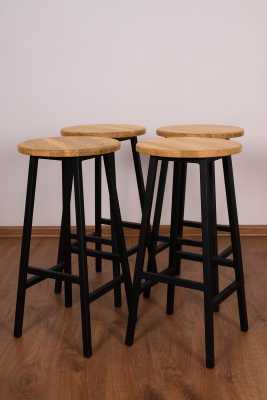 Табурет барный Stal-Massiv Круглое сиденье / SMH-63ND (дуб натуральный/черный)