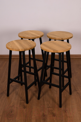 Табурет барный Stal-Massiv Круглое сиденье / SMH-63ND (дуб натуральный/черный)