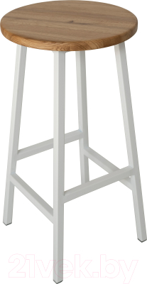 Табурет барный Stal-Massiv Круглое сиденье / SMH-63NW (дуб натуральный/белый) - фото