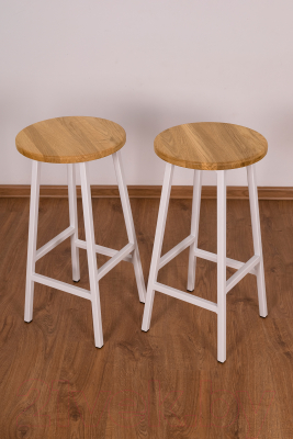 Табурет барный Stal-Massiv Круглое сиденье / SMH-63NW (дуб натуральный/белый)