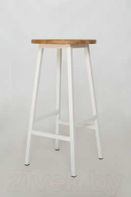 Табурет барный Stal-Massiv Круглое сиденье / SMH-63NW (дуб натуральный/белый)