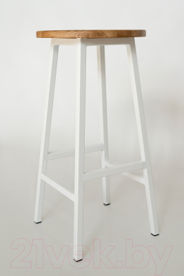 Табурет барный Stal-Massiv Круглое сиденье / SMH-63NW (дуб натуральный/белый)