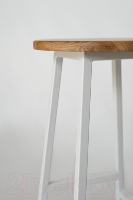 Табурет барный Stal-Massiv Круглое сиденье / SMH-63NW (дуб натуральный/белый)