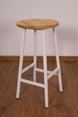 Табурет барный Stal-Massiv Круглое сиденье / SMH-63NW (дуб натуральный/белый)