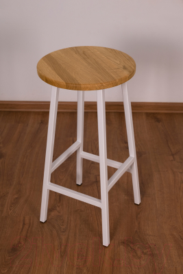 Табурет барный Stal-Massiv Круглое сиденье / SMH-63NW (дуб натуральный/белый)