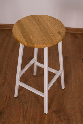Табурет барный Stal-Massiv Круглое сиденье / SMH-63NW (дуб натуральный/белый)