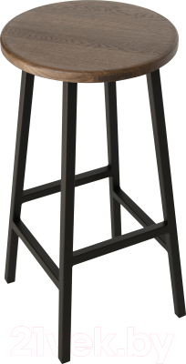 Табурет барный Stal-Massiv Круглое сиденье / SMH-63DD (дуб мореный/черный) - фото