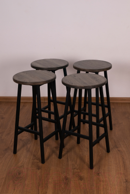 Табурет барный Stal-Massiv Круглое сиденье / SMH-63DD (дуб мореный/черный)