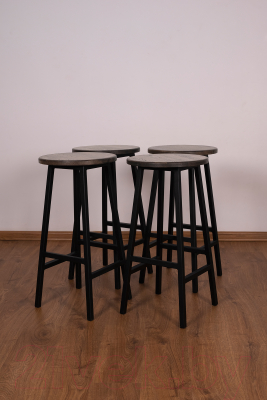 Табурет барный Stal-Massiv Круглое сиденье / SMH-63DD (дуб мореный/черный)