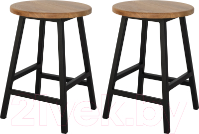 Набор табуретов Stal-Massiv SMH-245ND (2шт, дуб натуральный/черный) - фото