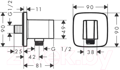 Подключение для душевого шланга Hansgrohe Fixfit Q 26887340