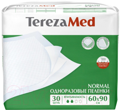 Набор пеленок одноразовых впитывающих Tereza Med Впитывающие Normal 60x90 - фото