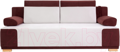 Диван KRONES Атлант мод.3 (велюр вишневый/молочно-кремовый) - фото