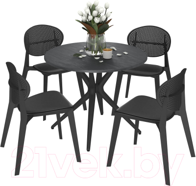 Обеденная группа Sheffilton SHT-DS254 (каменный уголь/черный) - фото