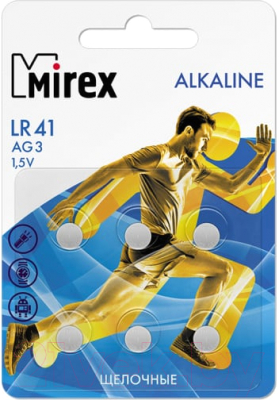 Комплект батареек Mirex AG3/LR41 1.5V / 23702-LR41-E6 - фото