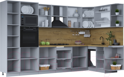 Готовая кухня Интерлиния Тренд 1.68x3.4 ВТ правая