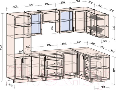 Готовая кухня Интерлиния Тренд 1.68x2.8 ВТ правая