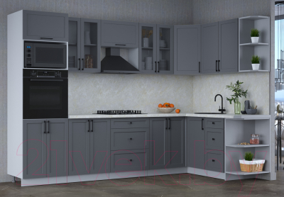 Кухонный гарнитур Интерлиния Тренд 1.68x3.0 ВТ правая (пепел/пепел/опал светлый)