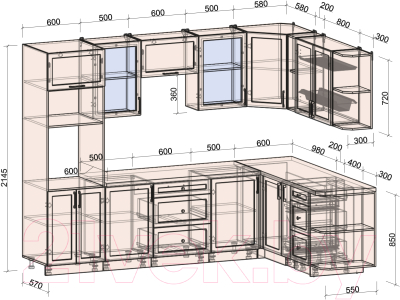 Готовая кухня Интерлиния Тренд 1.88x2.8 ВТ правая