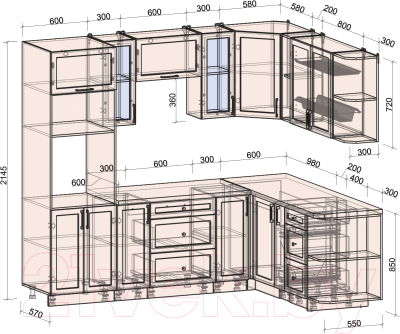 Готовая кухня Интерлиния Тренд 1.88x2.4 ВТ правая