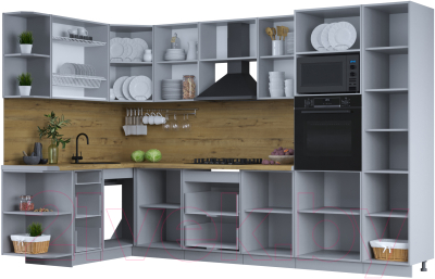 Готовая кухня Интерлиния Тренд 1.68x3.2 ВТ левая