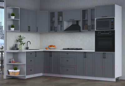 Кухонный гарнитур Интерлиния Тренд 1.68x3.0 ВТ левая (пепел/пепел/опал светлый)