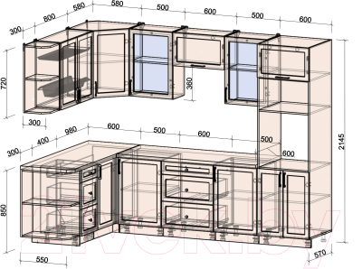 Готовая кухня Интерлиния Тренд 1.68x2.8 ВТ левая